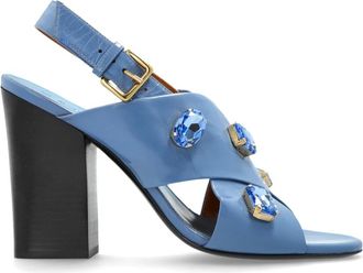 Marni Leren Sandalen met Hak - Dames - Sandalen met hakken - Blauw - 38 EU - Leer - Schoenen