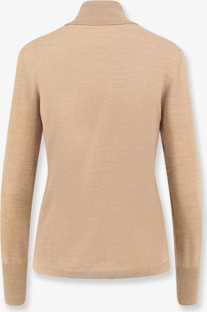 Aspesi Womens Turtleneck Sweater Virgin Wool Beige