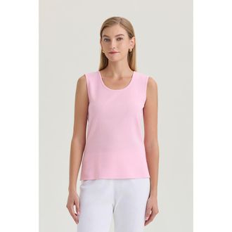 Ming Wang Mid-Length Scoop Neck Knit Tank in Perfect Pink at Nordstrom, Size 1 X
