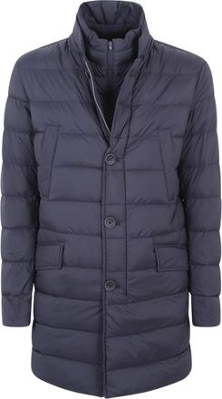Herno Long Jacket - Heren - Gewatteerde jassen - Blauw - L - Leer - Jassen