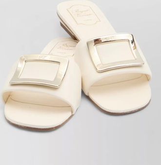 Roger Vivier rv leather slides padded strap buckle