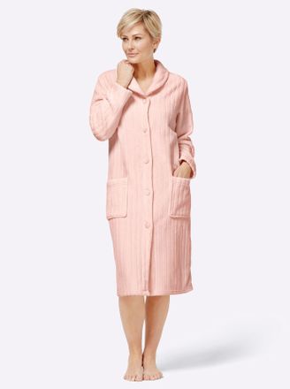 Comtessa Morgenmantel COMTESSA, Damen, Gr. 36/38, rot (apricot), Kunstfaser, unifarben, Langform, Hausm&auml;ntel Morgenmantel