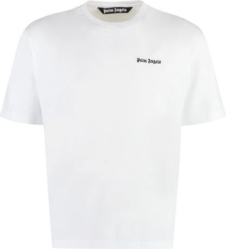 Palm Angels T-shirt met geborduurd logo - Heren - T-shirts - Wit - XL - Katoen - Tops