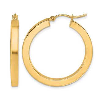 Diamond2Deal 10k Gold 3mm Polished Square Shape Hoop Earrings