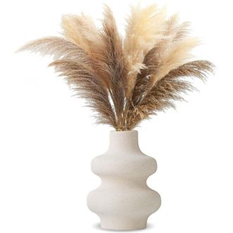 OEM Vase Ceramique Beige, Vase Decoratif Design, Vase Fleurs S&eacute;ch&eacute;es, Herbe De Pampa, Bouquet Frais - Vase Aesthetic Pour Bureau, Centre De Table, Vitrine