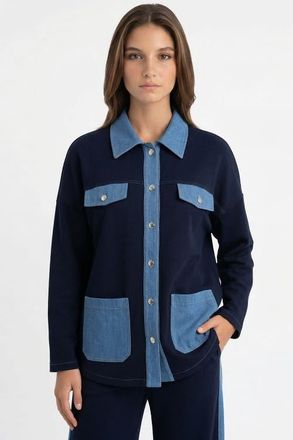 Exquise Makena Long Sleeve Pocket Knit Jacket in Navy Blue at Nordstrom, Size Medium