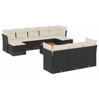 vidaXL Vidaxl - Set Divani da Giardino 11 pz con Cuscini in Polyrattan Nero