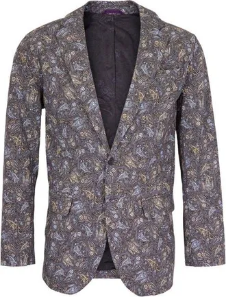 Lords of Harlech Hadrian Stretch Cotton Blazer in Madrid Paisley Smoke at Nordstrom, Size 40