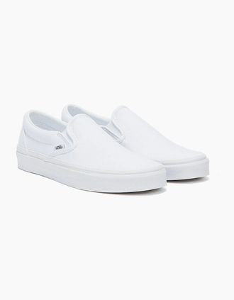 Vans Classic Slip on True White Canvas Trainers - Size: UK 4 / eu 36.5 / us 4.5