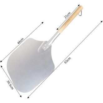 OEM Pala Para Pizza De Aluminio Con Gran Superficie Y Mango De Madera - Pr&aacute;ctica, F&aacute;cil De Guardar E Ideal Para Parrillas Y Hornos - Dimensiones: 65 X 30,
