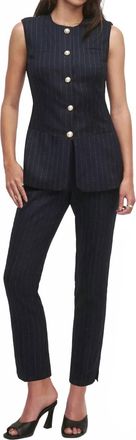 Favorite Daughter Clocking In Top In Navy Pinstripe