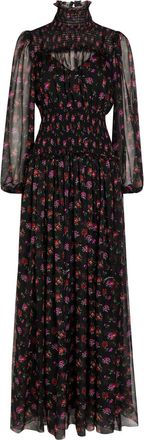 Dolce & Gabbana Floral-print Shirred Silk Maxi Dress - Black - 42 (UK10 / S)
