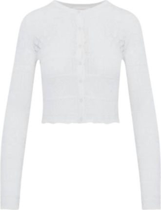 LoveShackFancy Womens Brigette Fine Pointelle Cardigan In Light Chai