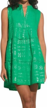 Elan Arrow Print Dress In Green/ Silver