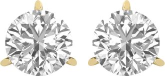Diamond2Deal 14k Gold 4Ct Round Lab Grown Diamond Stud Earrings 3 Prong