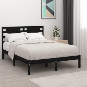 vidaXL Estructura De Cama De Madera Maciza De Pino Negra 200x200 Cm Vidaxl