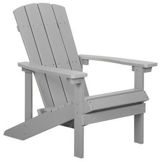 Beliani Silla De Jard&iacute;n Gris Claro De Madera Sint&eacute;tica Resistente A La Intemperie Estilo Moderno Adirondack