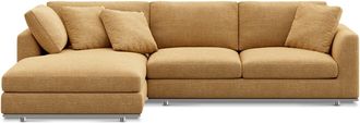 Castlery Hamilton Chaise Sectional Sofa Left Facing Customized, (Washed Chenille) Caramel, Machine Washable, Removable Covers for Sofas, Castlery