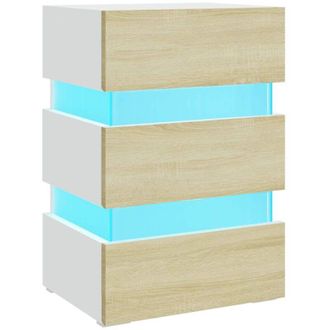 vidaXL Vidaxl - led Bedside Cabinet White and Sonoma Oak 45x35x67 cm Engineered Wood