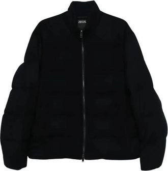 Ermenegildo Zegna Jack met ritssluiting en lange mouwen - Heren - Gewatteerde jassen - Blauw - 3XL - Jassen