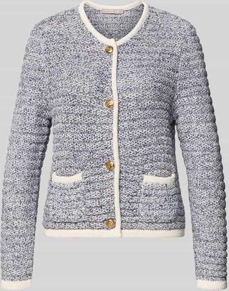 Christian Berg Strickjacke mit Rundhalsausschnitt und Knopfleiste in Marine Melange, Gr&ouml;&szlig;e 34