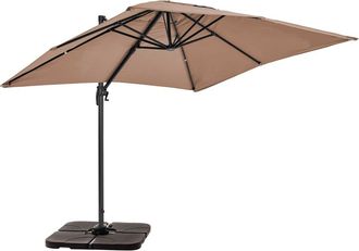 Oviala Parasol desplazado de 2x3 m y 4 losas para llenar de aluminio topo