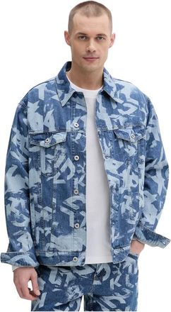 Karl Lagerfeld Jassen, Heren, Blauw, M, Denim, Relaxed Monogram Denim Jacket