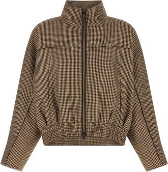 Brunello Cucinelli Prince of Wales Jas - Dames - Bomber jackets - Bruin - XS - Wol - Jassen