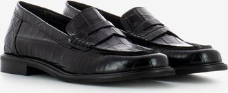 Stimm Mocassino in pelle coccodrillo nero