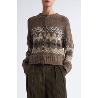 Altuzarra Cammie Wool Blend Cardigan in Oak Moss Fairisle at Nordstrom, Size X-Large