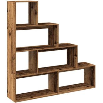 vidaXL Librer&iacute;a Divisora 4 Niveles Madera Envejecida 143,5x29x143,5 Cm Vidaxl