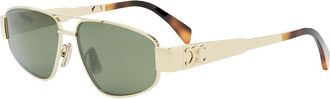 Celine Metal Triomphe Green Pilot Unisex Sunglasses CL40281U 30N 57
