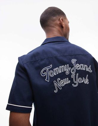 Tommy Jeans bowling shirt in navy