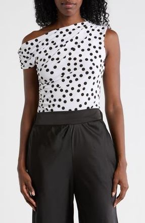Renee C Asymmetric One-Shoulder Top in White/Black at Nordstrom Rack, Size X-Small