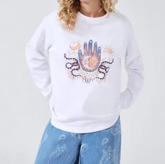 Hayley Menzies Written In The Stars Beaded Sweatshirt In White