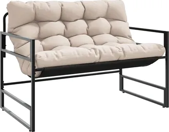 vidaXL Vidaxl Panchina Da Giardino Con Cuscino Tortora 113 Cm In Acciaio