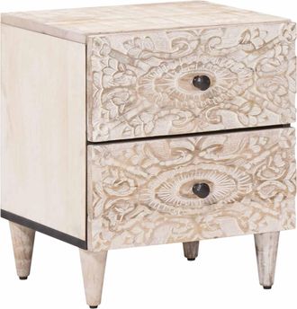 vidaXL Armario De Noche 40 X 33,5 X 46 Cm Madera De Mango Maciza Vidaxl