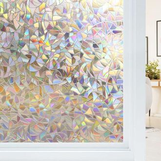 OEM L&aacute;mina Adhesiva Est&aacute;tica Para Ventanas Con Efecto Arco&iacute;ris, Pel&iacute;cula Opaca Con Bloqueo Uv, Apta Para Cocinas Y Hogares, Tama&ntilde;o 44,5 X 200 Cm - Crezuo