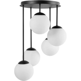 Beliani 5 Light Pendant Lamp RIANA Glass Black