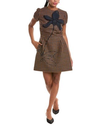 Oscar De La Renta 3D Tweed Embroidered Dress