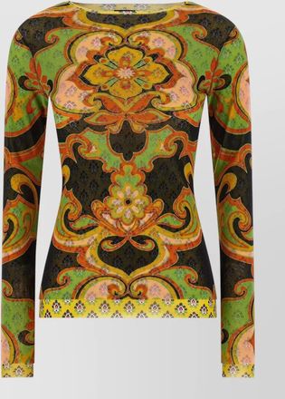 Etro lightweight mesh knit long sleeve top
