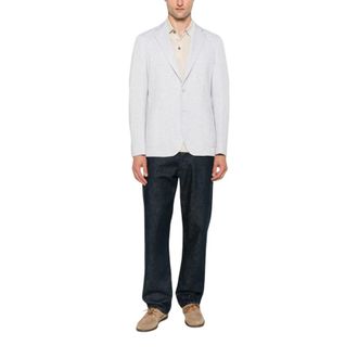 HUGO BOSS Kostuums, Heren, Wit, L, Katoen, C-Hanry Katoenen Slim Fit Jas