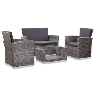 vidaXL Vidaxl Set Divani Da Giardino 4 Pz Con Cuscini In Polyrattan Grigio