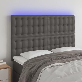 vidaXL Testiera a led Grigio 144x5x118/128 cm in Similpelle - Vidaxl
