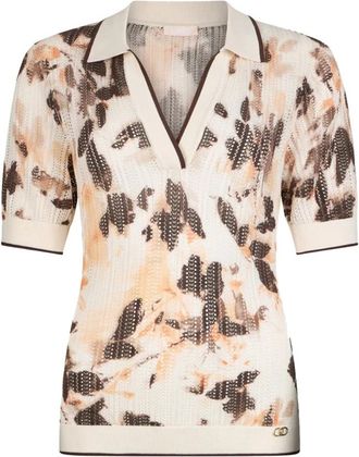 Liu Jo Polo Shirt met Steekwerk - Dames - V-hals truien - Veelkleurig - S - Katoen - Truien & Vesten
