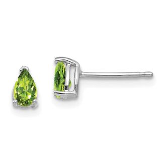 Diamond2Deal 14k White Gold 5x3mm Pear Peridot Earrings