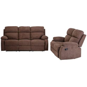 Vente-Unique Vente-unique - Divano relax 3+2 posti in tessuto Marrone tolzano