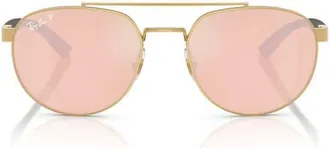 Ray-Ban 56mm Polarized Irregular Sunglasses in Arista /Orange Mir Pink Polar at Nordstrom