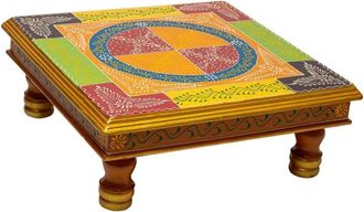 Wanderlust Deco Mesa auxiliar de madera pintado a mano