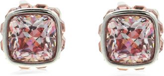 Swarovski Birthstone Pierced Earrings Studs Jun Rhodium Shiny Pink